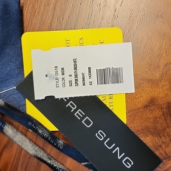 NWT Alfred Sung Midnight Blue Cocktail Sheath Dress Size 8 - Picture 12 of 12